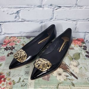 Rupert Sanderson Gold Edition Black Patent Flats